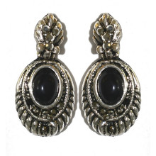 Сережки-гвоздики Fashion Jewelry. Під крапельне срібло. Камені: агат та гематит. Довжина: 2.8 см Ширина: 14 мм