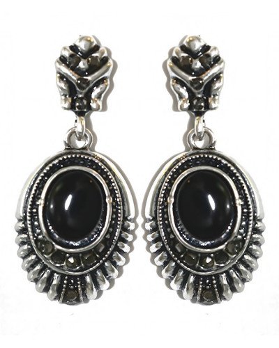 Сережки-гвоздики Fashion Jewelry. Під крапельне срібло Камені: агат та гематит Довжина: 3.8 см Ширина: 17 мм