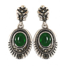 Сережки-гвоздики Fashion Jewelry. Під крапельне срібло Камені: агат та гематит Довжина: 3.8 см Ширина: 17 мм
