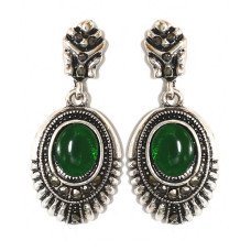 Сережки-гвоздики Fashion Jewelry. Під крапельне срібло Камені: агат та гематит Довжина: 3.8 см Ширина: 17 мм