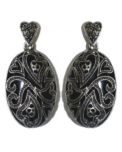 Сережки-гвоздики Fashion Jewelry. Під крапельне срібло. Камені: агат та гематит. Довжина: 3.9 см. Ширина: 19 мм.