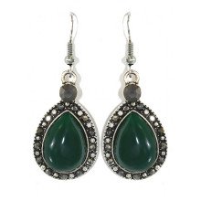 Сережки Fashion Jewelry. Під крапельне срібло. Камені: зелений агат та гематит. Довжина: 4.8 см. Ширина: 18 мм.