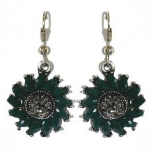 Сережки Fashion Jewelry. Під крапельне срібло. Камені: зелений агат та гематит. Довжина: 3.9 см. Ширина: 21 мм.