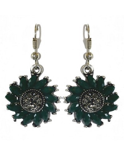 Сережки Fashion Jewelry. Під крапельне срібло. Камені: зелений агат та гематит. Довжина: 3.9 см. Ширина: 21 мм.