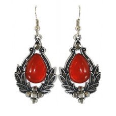 Сережки Fashion Jewelry. Під крапельне срібло. Камені: бордовий агат та гематит. Довжина: 5.8 см. Ширина: 24 мм.