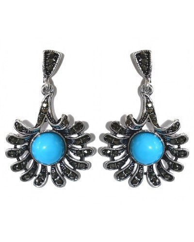 Сережки-гвоздики Fashion Jewelry. Під крапельне срібло. Камені: агат та гематит. Довжина: 41 мм. Ширина: 26 мм.