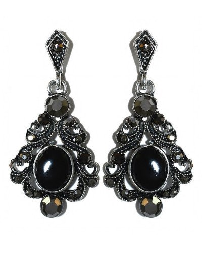 Сережки-гвоздики Fashion Jewelry. Під крапельне срібло. Камені: агат та гематит. Довжина: 42 мм. Ширина: 20 мм.
