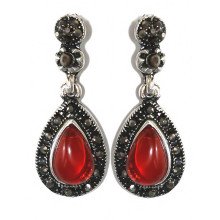 Сережки-гвоздики Fashion Jewelry. Під крапельне срібло. Камені: агат та гематит. Довжина: 32 мм Ширина: 13 мм.