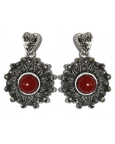 Сережки-гвоздики Fashion Jewelry. Під крапельне срібло. Камені: агат та гематит. Довжина: 32 мм. Ширина: 23 мм.