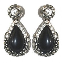 Сережки гвоздики Fashion Jewelry. Під крапельне срібло. Камені: агат та гематит. Довжина: 33 мм. Ширина: 17 мм.