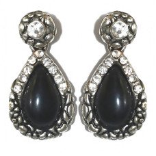 Сережки гвоздики Fashion Jewelry. Під крапельне срібло. Камені: агат та гематит. Довжина: 33 мм. Ширина: 17 мм.