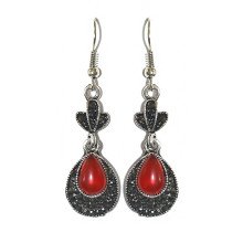Сережки Fashion Jewelry. Під крапельне срібло. Камені: агат та гематит. Довжина: 51 мм. Ширина: 14 мм.