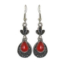 Сережки Fashion Jewelry. Під крапельне срібло. Камені: агат та гематит. Довжина: 51 мм. Ширина: 14 мм.