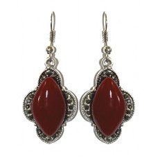 Сережки Fashion Jewelry. Під крапельне срібло. Камені: бордовий агат та гематит. Довжина: 47 мм. Ширина: 19 мм.