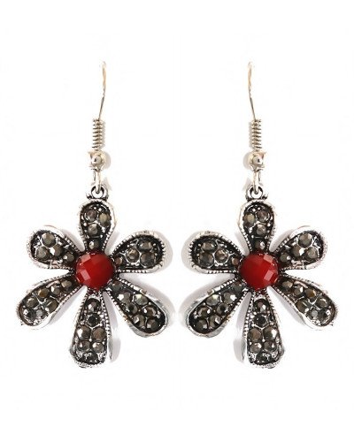 Сережки Fashion Jewelry. Під крапельне срібло. Камені: бордовий агат та гематит. Довжина: 42 мм. Ширина: 22 мм.