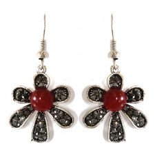 Сережки Fashion Jewelry. Під крапельне срібло. Камені: бордовий агат та гематит. Довжина: 43 мм. Ширина: 21 мм.