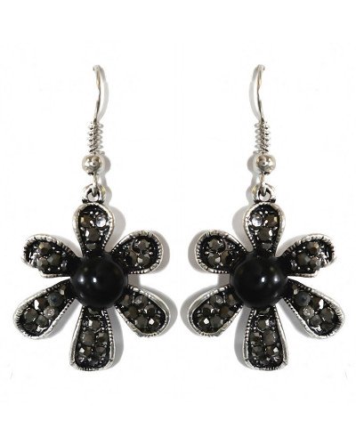 Сережки Fashion Jewelry. Під крапельне срібло. Камені: чорний агат та гематит. Довжина: 43 мм. Ширина: 21 мм.