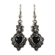 Сережки Fashion Jewelry. Під крапельне срібло. Камені: чорний агат та гематит. Довжина: 48 мм. Ширина: 16 мм.