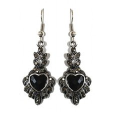 Сережки Fashion Jewelry. Під крапельне срібло. Камені: чорний агат та гематит. Довжина: 48 мм. Ширина: 16 мм.