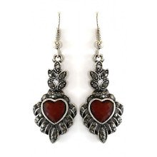 Сережки Fashion Jewelry. Під крапельне срібло. Камені: бордовий агат та гематит. Довжина: 48 мм. Ширина: 16 мм.