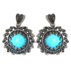 Сережки-гвоздики Fashion Jewelry. Під крапельне срібло. Камені: агат та гематит. Довжина: 4 см. Ширина: 31 мм.