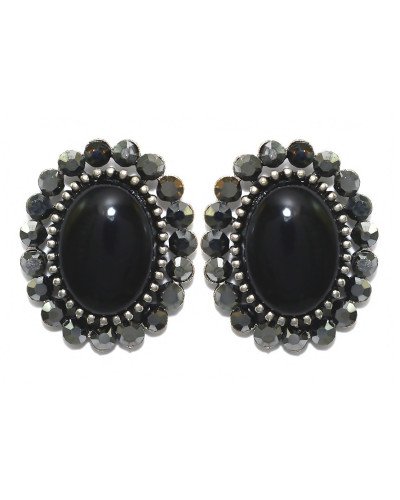 Сережки-гвоздики Fashion Jewelry. Під крапельне срібло. Камені: агат та гематит. Довжина: 22 мм. Ширина: 18 мм.