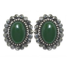 Сережки-гвоздики Fashion Jewelry. Під крапельне срібло. Камені: агат та гематит. Довжина: 22 мм. Ширина: 18 мм.