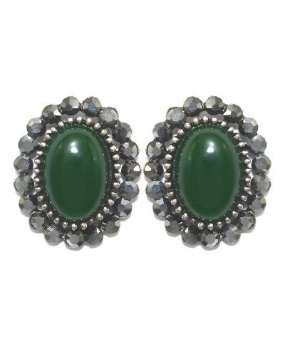 Сережки-гвоздики Fashion Jewelry. Під крапельне срібло. Камені: агат та гематит. Довжина: 22 мм. Ширина: 18 мм.