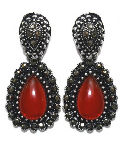 Сережки-гвоздики Fashion Jewelry. Під крапельне срібло. Камені: агат та гематит. Довжина: 34 мм. Ширина: 16 мм.