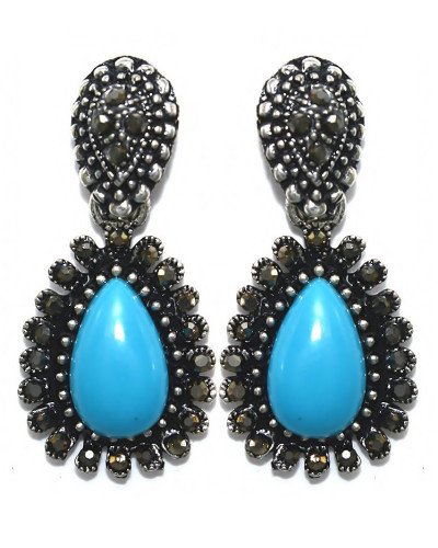 Сережки-гвоздики Fashion Jewelry. Під крапельне срібло. Камені: агат та гематит. Довжина: 34 мм. Ширина: 16 мм.