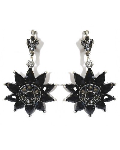 Сережки Fashion Jewelry. Під крапельне срібло. Камені: чорний агат та гематит. Довжина: 50 мм. Ширина: 30 мм.