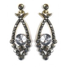 Сережки Fashion Jewelry. Під крапельне срібло. Камені: циркон та гематит. Довжина: 40 мм. Ширина: 15 мм.