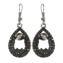 Серьги Fashion Jewelry. Под капельное серебро. Камни: гематит. Длина: 46 мм. Ширина: 19 мм.