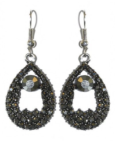 Серьги Fashion Jewelry. Под капельное серебро. Камни: гематит. Длина: 46 мм. Ширина: 19 мм.