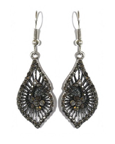 Сережки Fashion Jewelry. Під крапельне срібло. Камені: гематит. Довжина: 48 мм. Ширина: 15 мм.