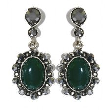 Сережки-гвоздики Fashion Jewelry. Під крапельне срібло. Камені: агат та гематит. Довжина: 40 мм. Ширина: 18 мм.