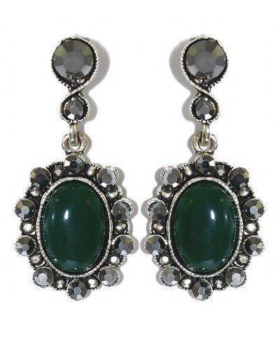 Сережки-гвоздики Fashion Jewelry. Під крапельне срібло. Камені: агат та гематит. Довжина: 40 мм. Ширина: 18 мм.