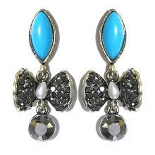 Сережки-гвоздики Fashion Jewelry. Під крапельне срібло Камені: агат та гематит Довжина: 42 мм Ширина: 19 мм