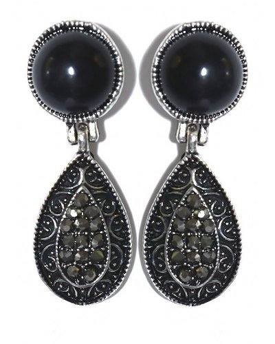 Сережки-гвоздики Fashion Jewelry. Під крапельне срібло Камені: чорний агат та гематит Довжина: 34 мм Ширина: 12 мм