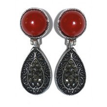 Сережки-гвоздики Fashion Jewelry. Під крапельне срібло Камені: агат та гематит Довжина: 34 мм Ширина: 12 мм