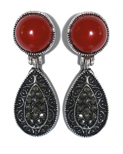 Сережки-гвоздики Fashion Jewelry. Під крапельне срібло Камені: агат та гематит Довжина: 34 мм Ширина: 12 мм