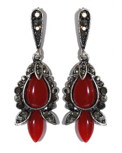 Сережки-гвоздики Fashion Jewelry. Під крапельне срібло Камені: агат та гематит Довжина: 48 мм Ширина: 16 мм