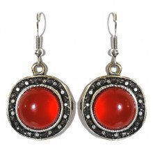 Сережки Fashion Jewelry. Під крапельне срібло Камені: бордовий агат та гематит Довжина: 41 мм Ширина: 21 мм