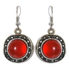 Сережки Fashion Jewelry. Під крапельне срібло Камені: бордовий агат та гематит Довжина: 41 мм Ширина: 21 мм