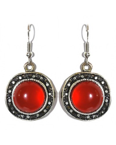 Сережки Fashion Jewelry. Під крапельне срібло Камені: бордовий агат та гематит Довжина: 41 мм Ширина: 21 мм