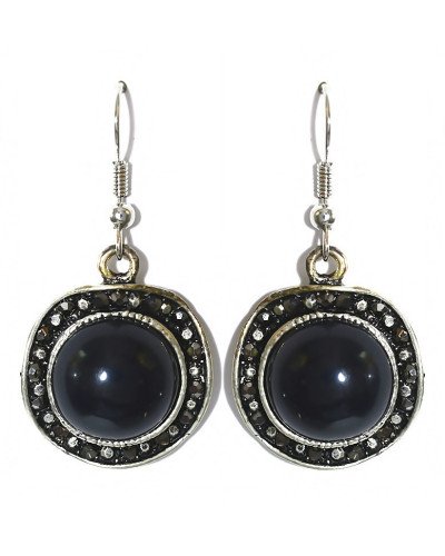 Сережки Fashion Jewelry. Під крапельне срібло Камені: чорний агат та гематит. Довжина: 41 мм. Ширина: 21 мм.