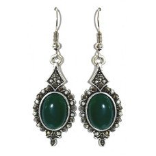 Сережки Fashion Jewelry. Під крапельне срібло. Камені: зелений агат та гематит Довжина: 52 мм Ширина: 17 мм