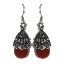 Сережки Fashion Jewelry Під крапельне срібло Камені: бордовий агат та гематит Довжина: 43 мм Ширина: 15 мм