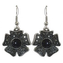 Сережки Fashion Jewelry Під крапельне срібло Камені: чорний агат та гематит Довжина: 41 мм Ширина: 24 мм