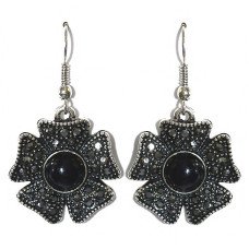 Сережки Fashion Jewelry Під крапельне срібло Камені: чорний агат та гематит Довжина: 41 мм Ширина: 24 мм
